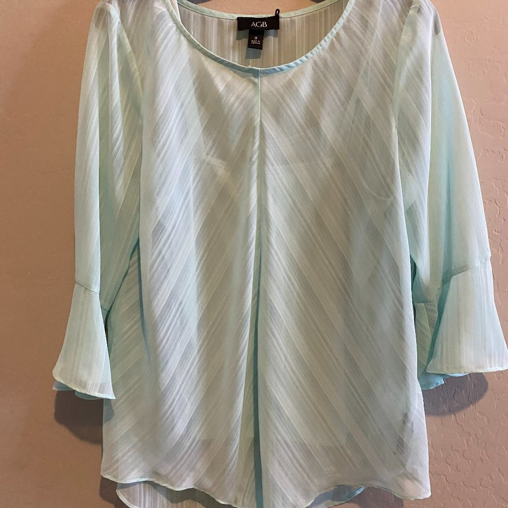 Aqua Long flared Sleeve Blouse